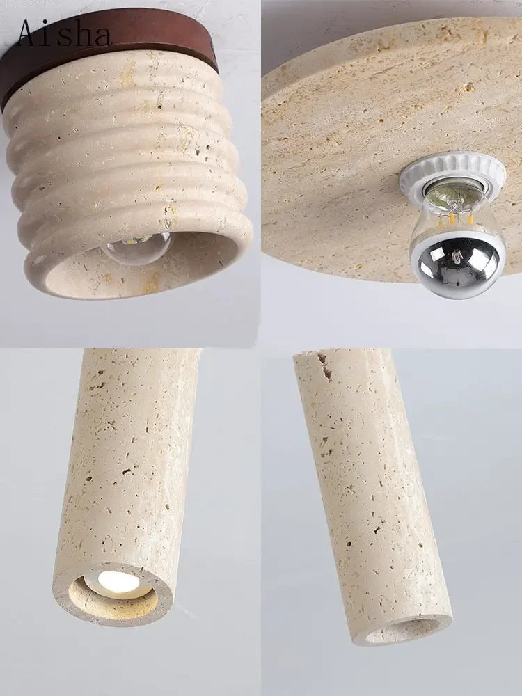 Afralia™ Retro Yellow Stone Ceiling Lamp for Home Entryway & Balcony