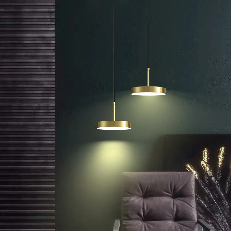 Afralia™ Brass LED Pendant Lights for Modern Nordic Style Bedroom and Dining Room