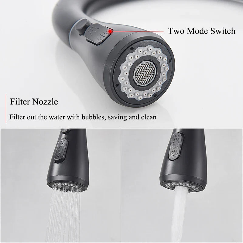 Afralia™ Matte Black Kitchen Faucet with 360 Rotation and Pull Out Sprayer