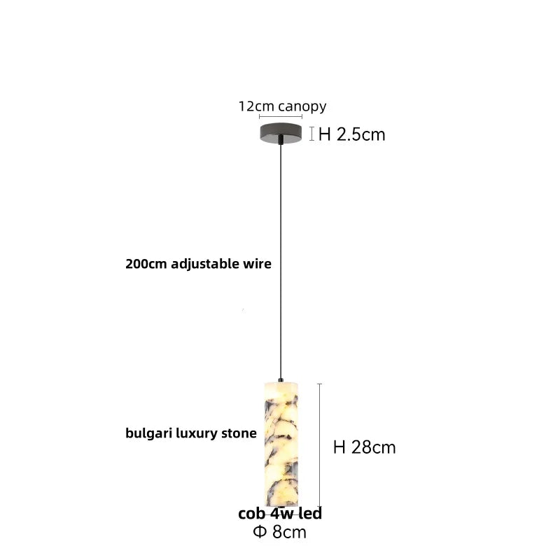 Afralia™ LED Pendant Lights Bulgari Stone Adjustable Steel Hang Lamp Lighting