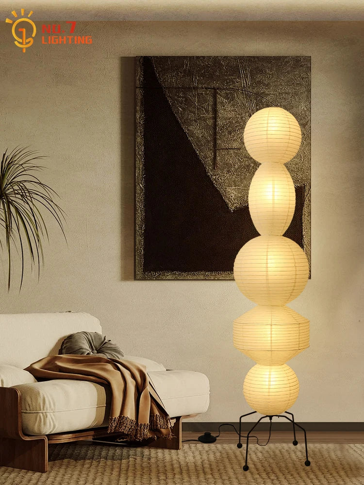 Afralia™ Wabi-sabi Rice Paper Floor Lamp LED E27 for Home Decor Living Room