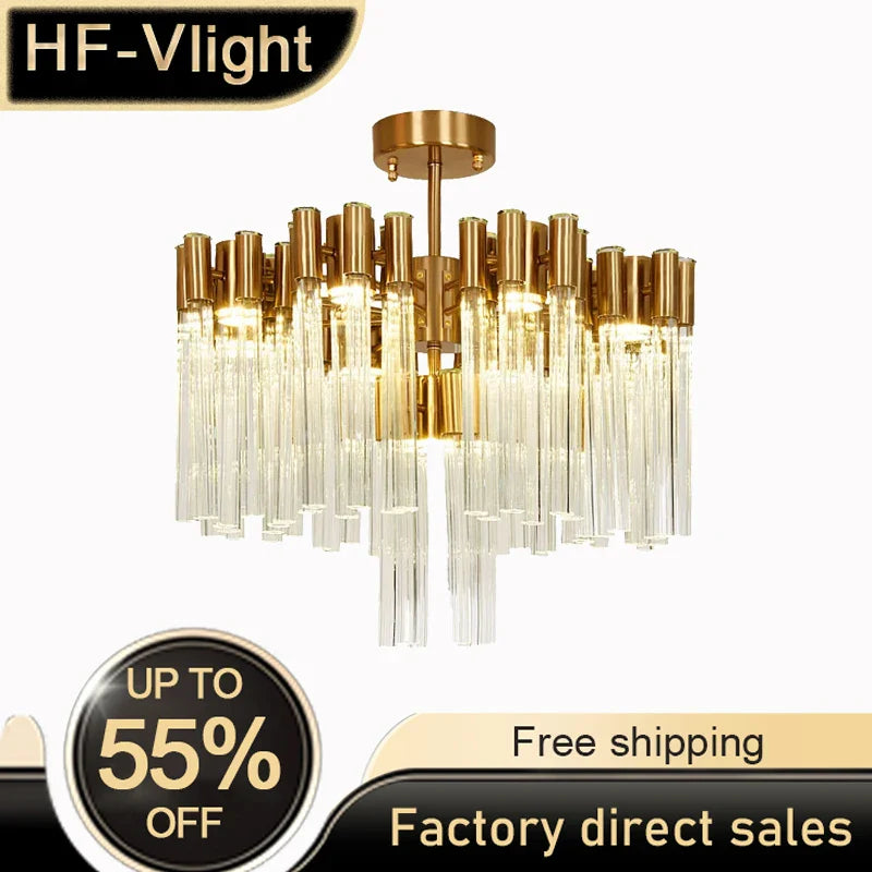 Afralia™ Golden Iron Crystal Chandelier for Luxury Ceiling Lighting