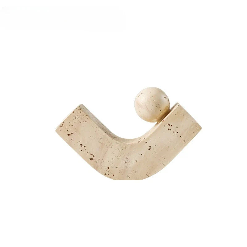 Afralia™ Marble Effect Geometric Candle Holder Home Decor Statue