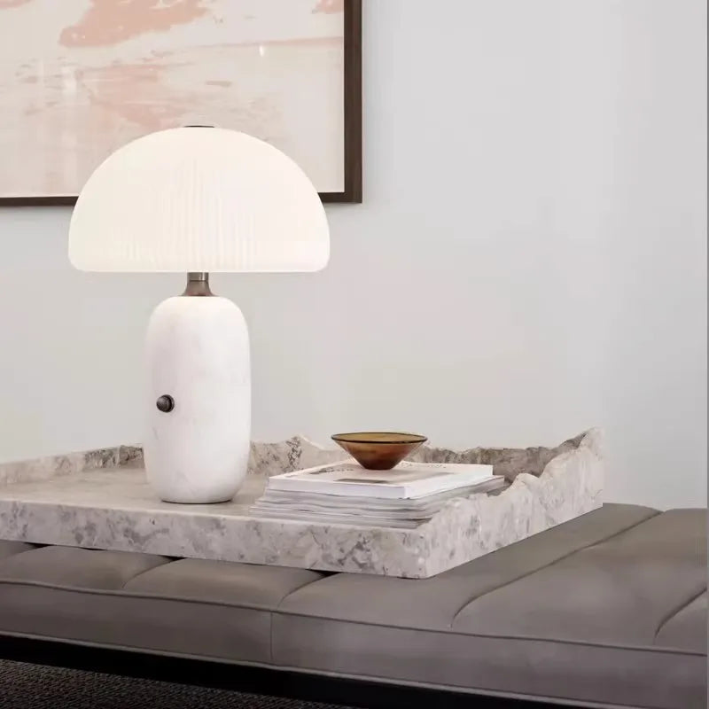 Afralia™ Mushroom Marble Desk Lamp LED Art Decor Table Bedside Light