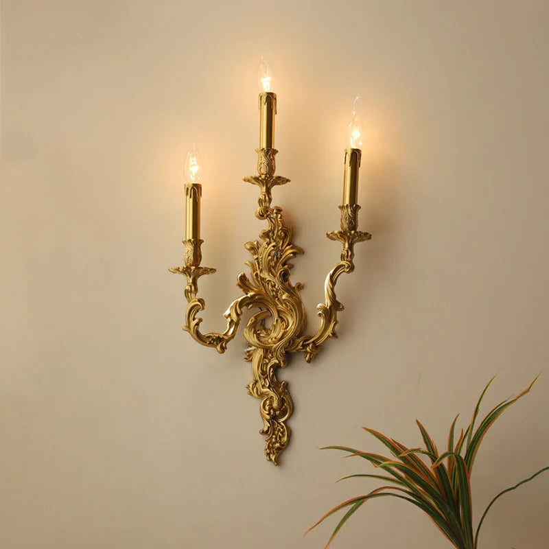 Afralia™ Antique Brass Wall Sconces French Vintage Royal Lamp Nordic Rococo Lighting