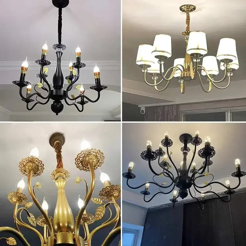 Afralia™ Retro Fabric Chandelier Ceiling Pendant Light for Living Room Kitchen Bedroom Dining
