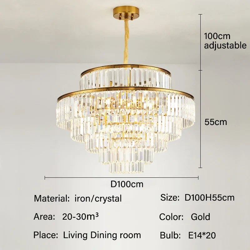 Afralia™ Crystal LED Pendant Chandelier: Luxury Villa Living Room Decor, Hotel Hanging Light Fixture