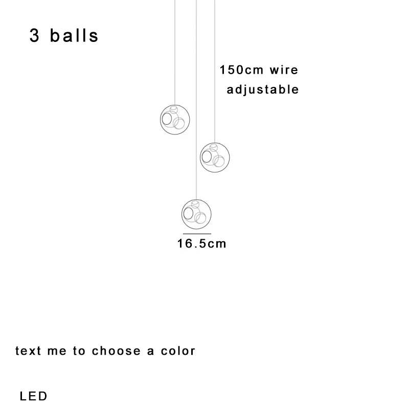 Afralia™ Colorful Balls Chandelier: Modern Dimmable Rectangle Dining Room & Bedside Hanging Lamp