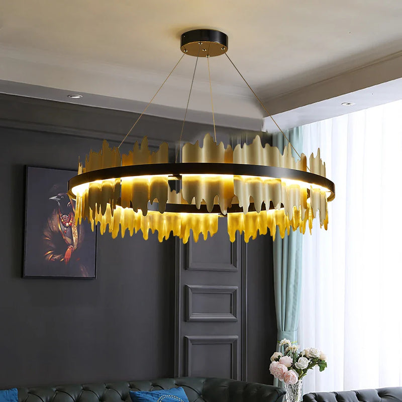 Afralia™ Modern Round LED Chandelier for Home Luxury Decor Lighting