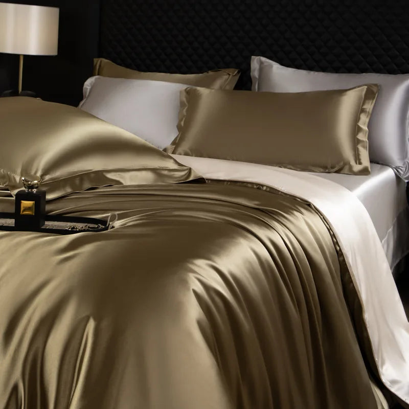 Afralia™ Silk Bedding Set: Smooth 100% Silk Comforter Cover Sets for Full Twin King Queen