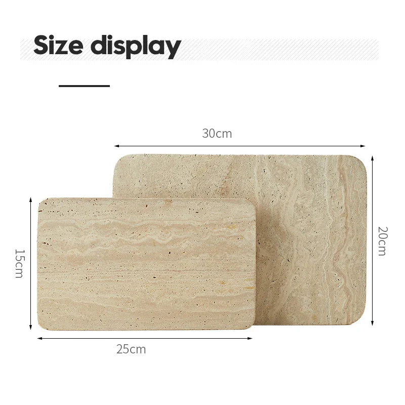 Afralia™ Beige Travertine Marble Plate for Pastry Cheese Dessert Coffee & Bathroom Essentials