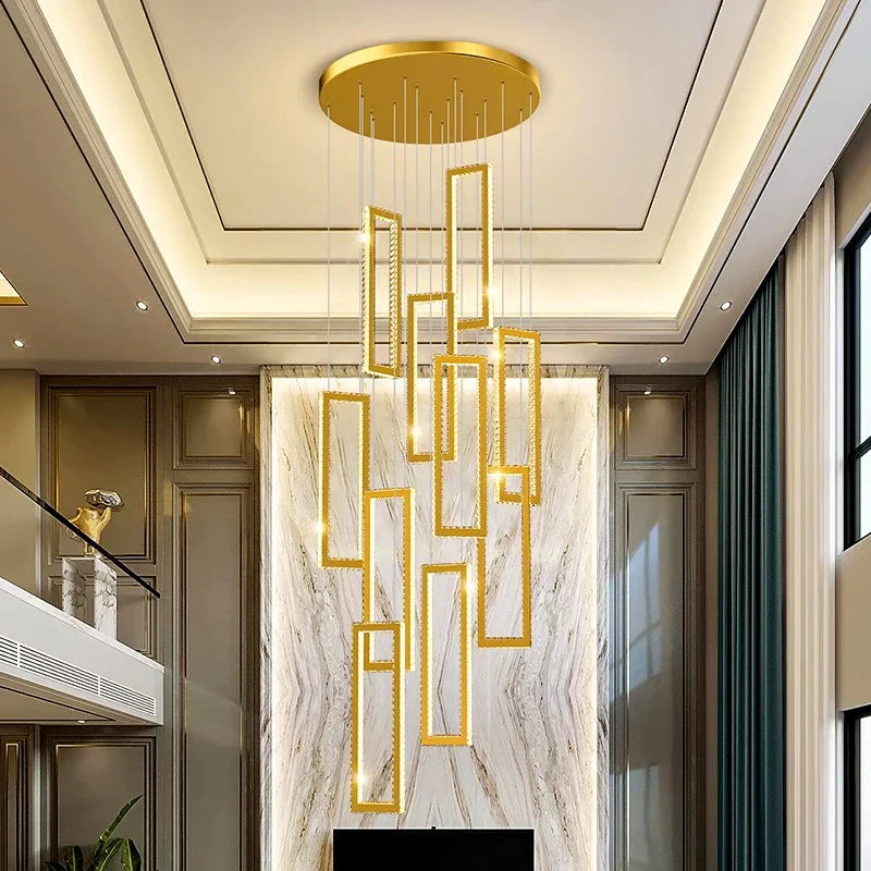 Afralia™ Crystal Chandelier Stair Pendant for Modern Home Decoration & Interior Lighting