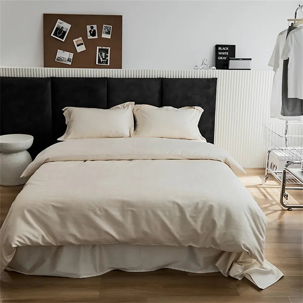 Afralia™ Grey Lines Stripes Duvet Cover Set Cotton Satin Jacquard Queen King Size