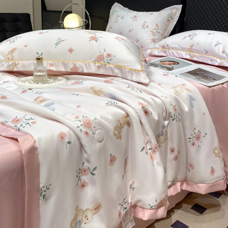 Afralia™ Silky Washed Summer Quilt - Skin-Friendly & Breathable Light Luxury Comforter