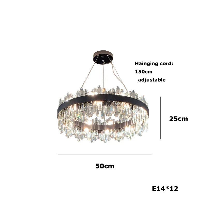 Afralia™ Black/Gold Crystal Chandelier | Modern Oval Round LED Ceiling Light