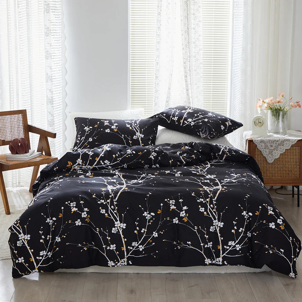 Afralia™ Plum Blossom Queen Duvet Set: Skin-Friendly, Comfortable & Durable