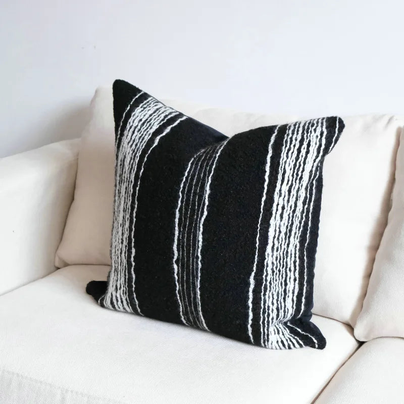 Afralia™ Plush Embroidered Striped Pillow Cases: Wabi-sabi Simplicity Cushion Covers