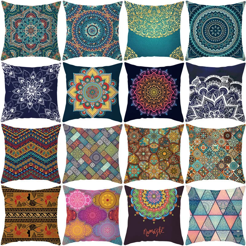 Afralia™ Geometric Square Pillowcase Ethnic Retro Sofa Pillow Cover 45x45cm Home Decor