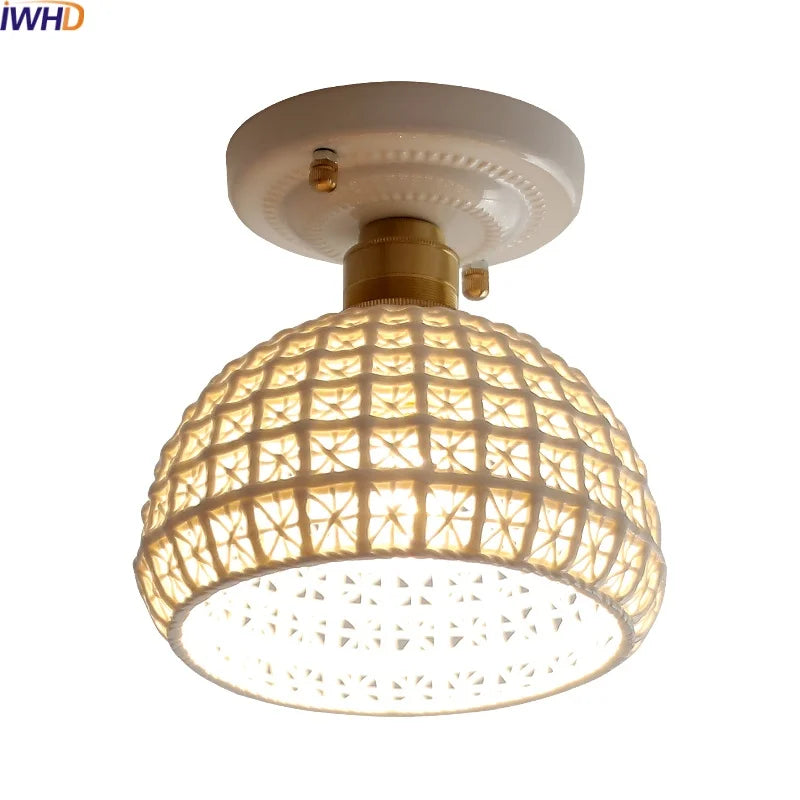 Afralia™ Ceramic LED Ceiling Lamp Indoor Lighting Semi-Circular Light Fixture