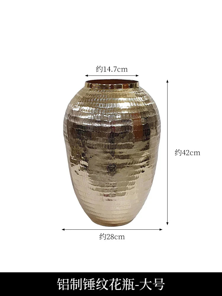 Golden Aluminum Hammered Candle Holder Bowl Vase by Afralia™ for Home Décor Ornaments