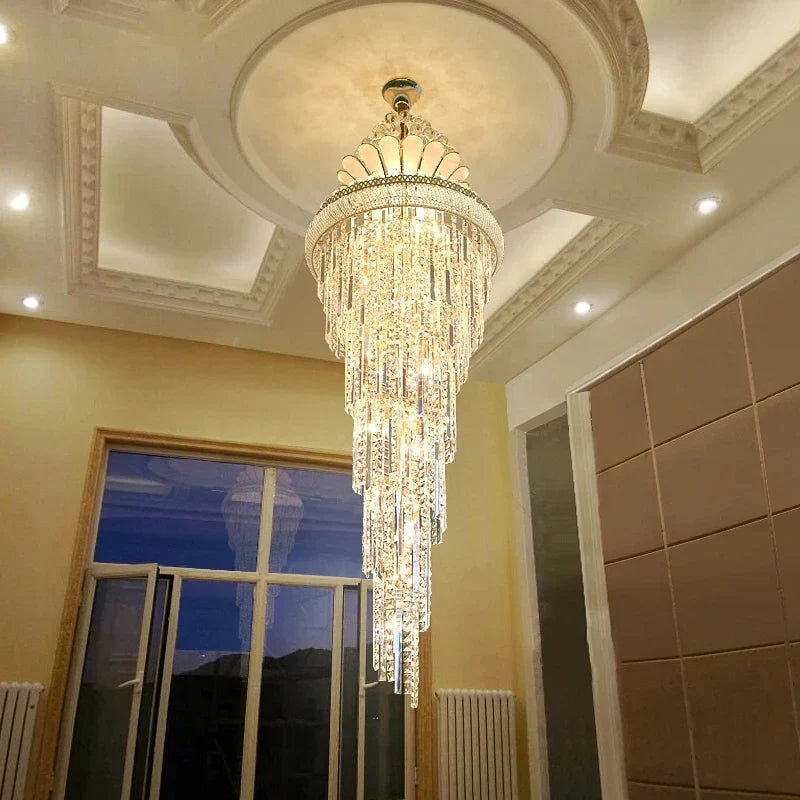 Afralia™ Shiny Crystal Gold Chandelier for Modern Living Room - European Style Villa Lighting