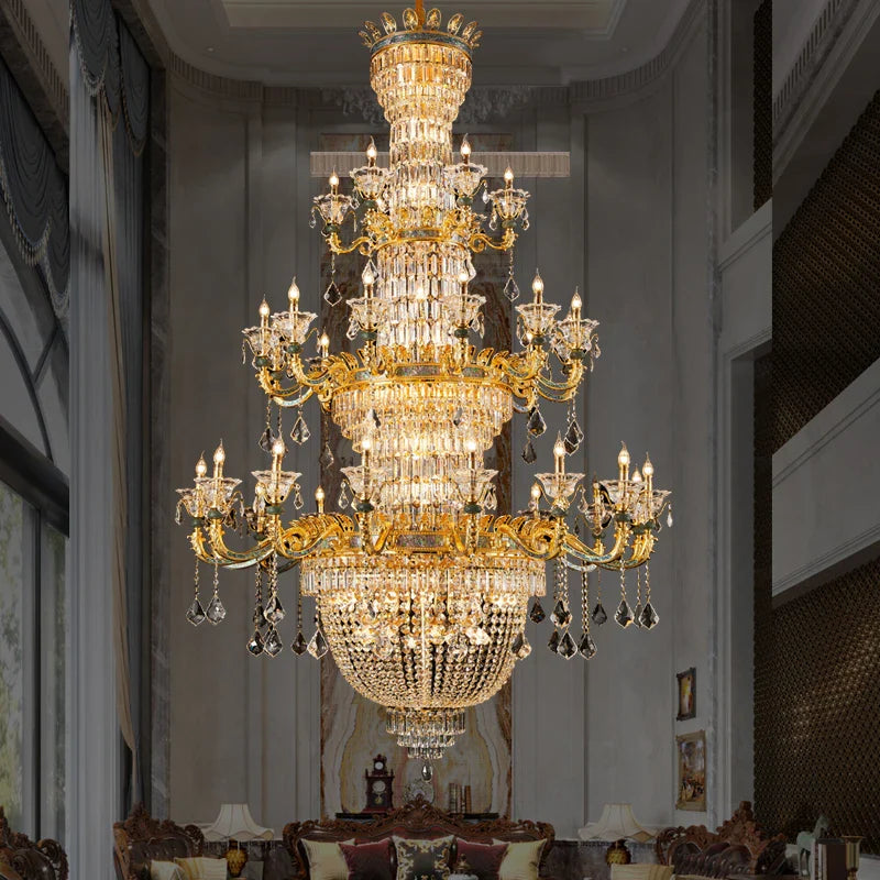 Afralia™ Luxe Crystal Chandelier: Elegant Copper Living Room Dining Candle Light