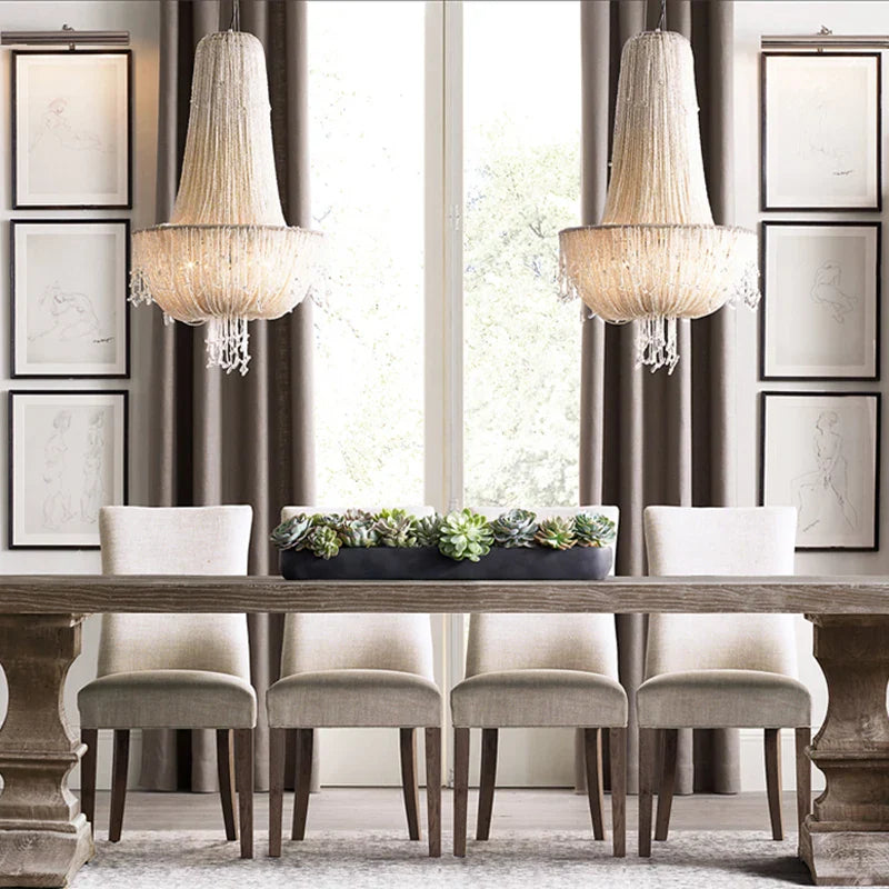 Afralia™ Tassel Crystal Pendant Chandelier for Luxury Living Room Villa Bedroom