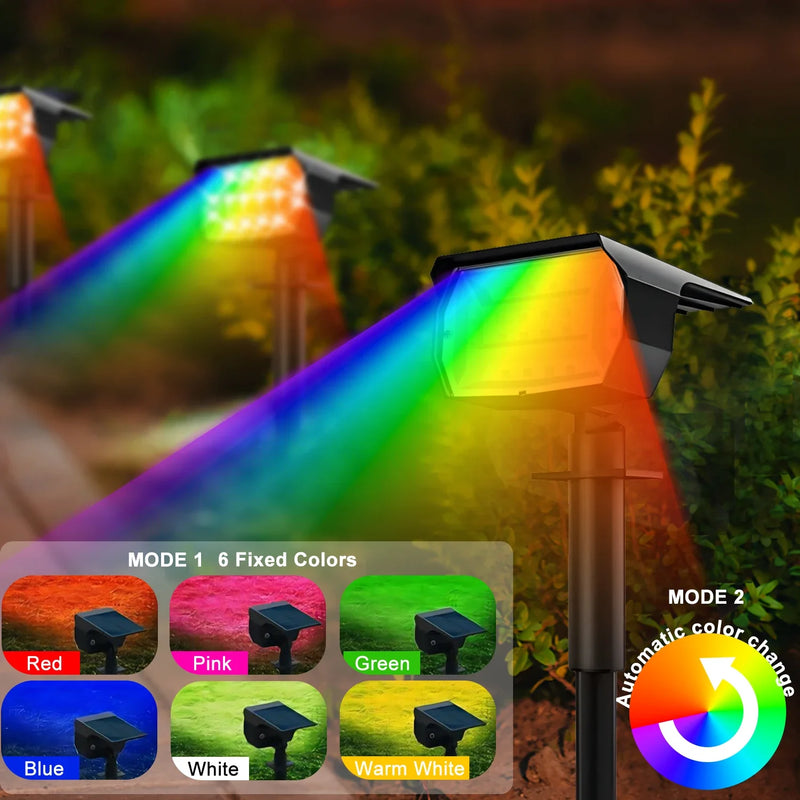 Afralia™ 20LEDs RGB Solar Landscape Spotlights: Wireless & Waterproof Solar Wall Lamp for Patio Garden