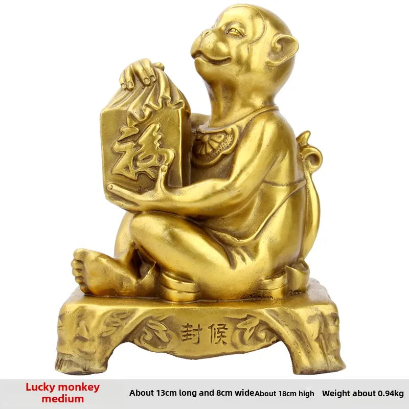 Afralia™ Brass Copper Monkey Cornucopia: Lucky Wealth Feng Shui Home Decoration
