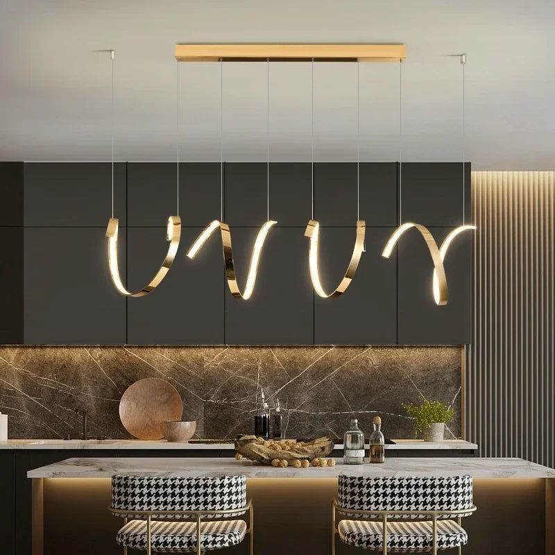 Afralia™ Gold Irregular LED Pendant Lights for Modern Living & Dining Room Lighting