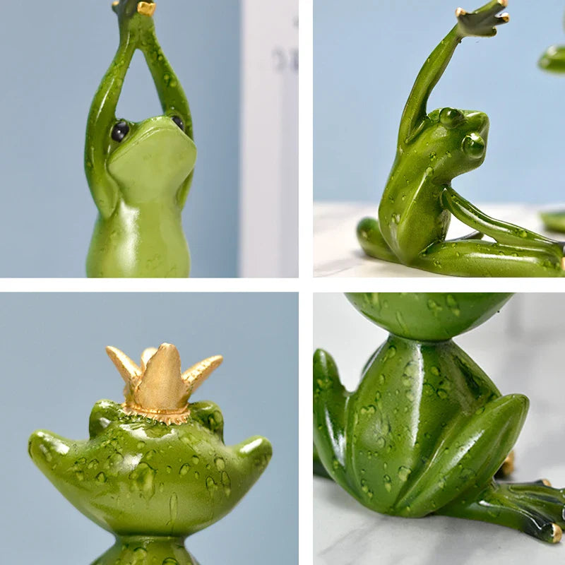 Afralia™ Yoga Frog Figurine: Garden & Home Decor Craft - Vilead Resin Animal Ornament