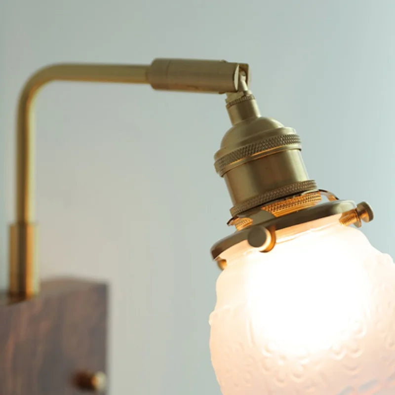 Afralia™ Glass Pink LED Wall Lights Pull Chain Switch Rotatable Sconce Bedside Lamp