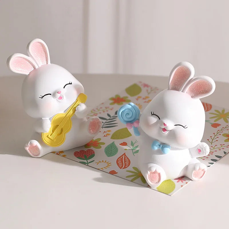 Afralia™ Cute Bunny Figurine Sculpture for Home Decor - Modern, Chubby Rabbit Art Ornament