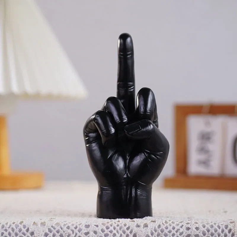 Afralia™ Black Gold Middle Finger Sculpture: Modern Home Decor Figurine & Shelf Accessory