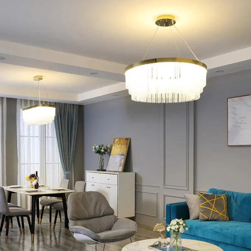 Afralia™ Crystal Modern Ceiling Chandelier Lights for Luxury Home Decorations