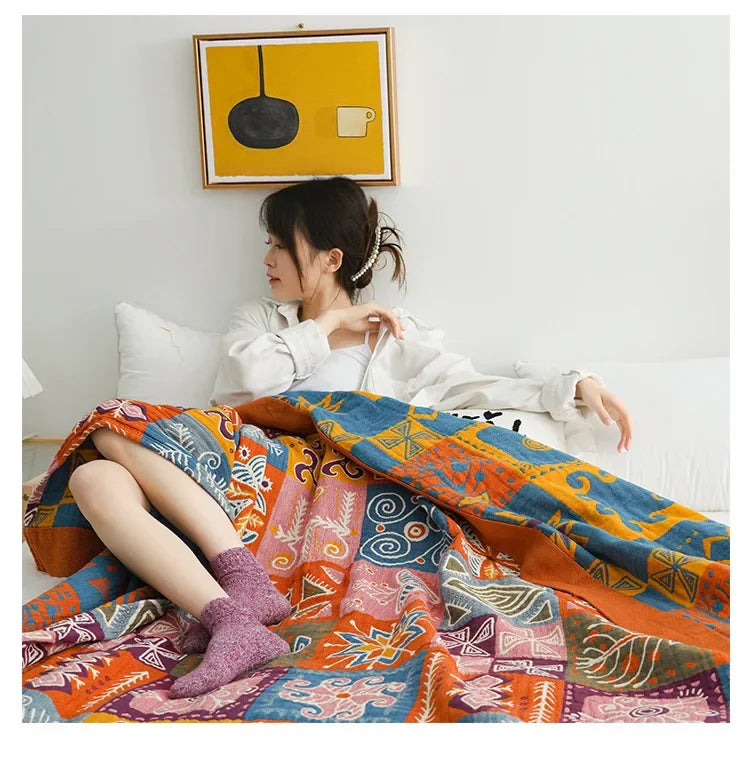 Afralia™ Boho Cotton Blanket and Throw - Soft, Durable, and Stylish for Bed, Sofa, or Travel