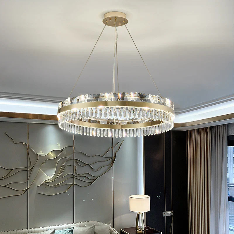 Afralia™ Crystal Butterfly Living Room Lamp: Luxury Postmodern Dining Room Lighting