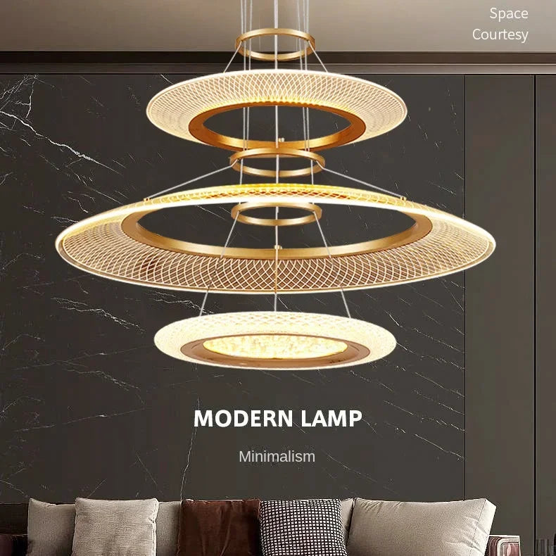 Afralia™ LED Ring Ceiling Chandelier: Luxury Villa Pendant Light for Living & Dining Rooms