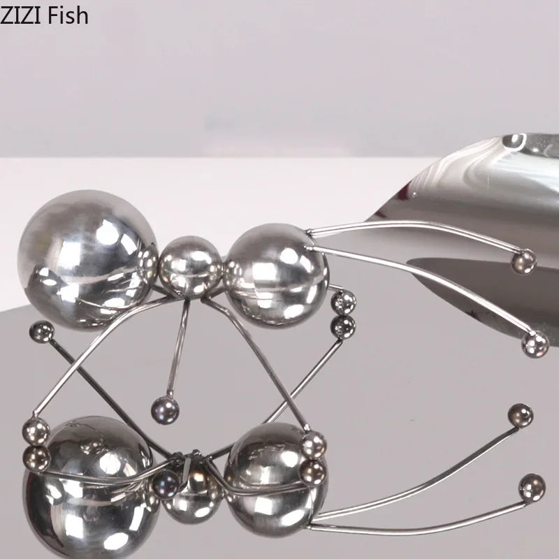 Silver Plated Ants Sculpture by Afralia™: Golden & Silver Metal Desk Ornaments