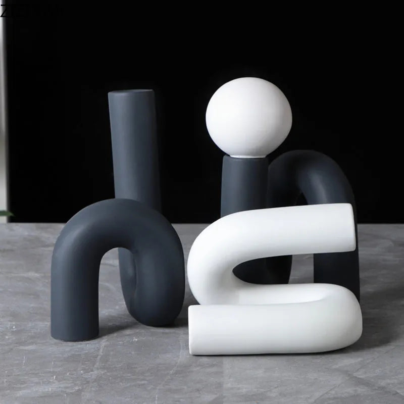 Afralia™ Twisted Pipeline Ceramic Sculpture Desk Decoration Statement Piece