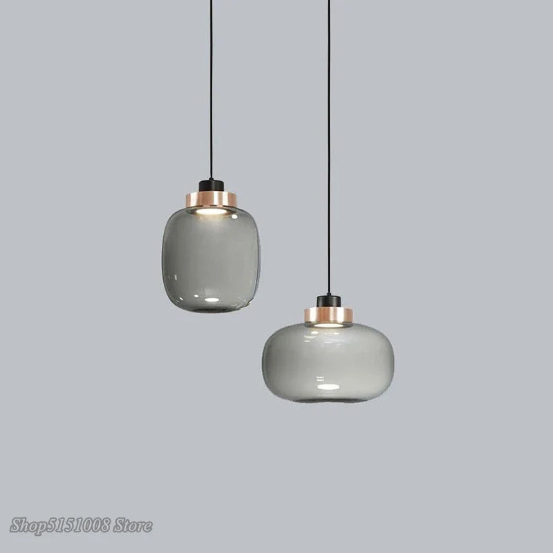 Afralia™ Nordic Glass Pendant Light - Modern Minimalist Bedroom Bar Decor