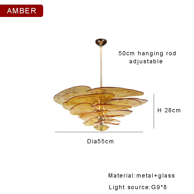 Afralia™ Amber Glass Chandeliers: Luxury Vintage Hanging Lamp for Duplex Villa