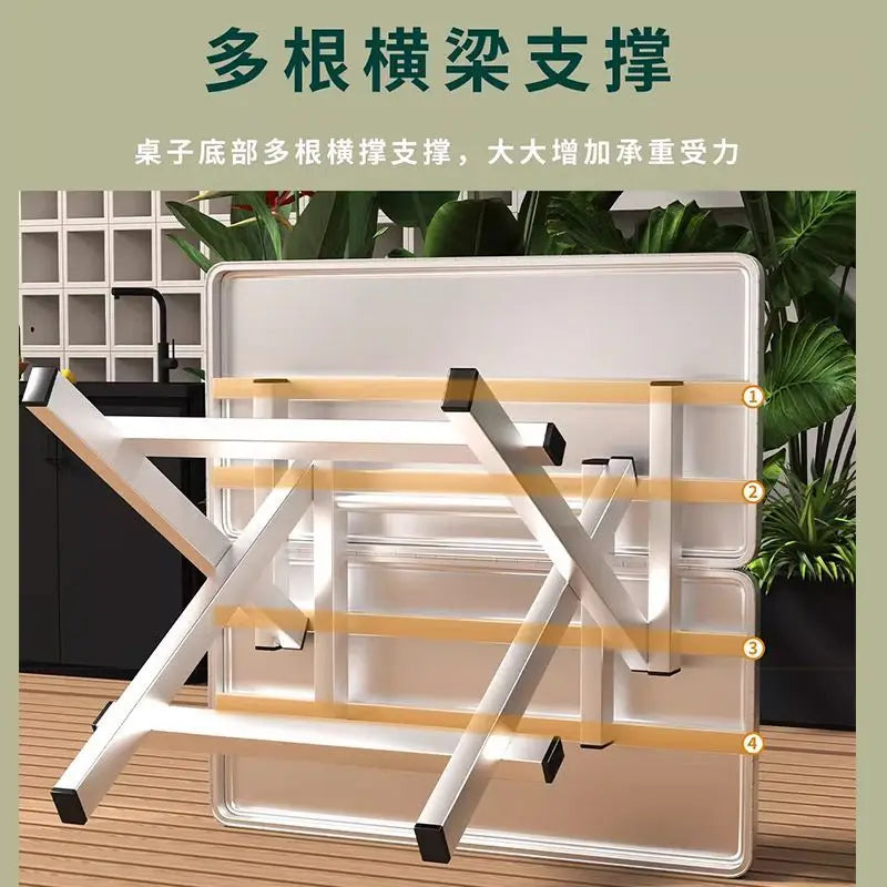Afralia™ Portable Stainless Steel Square Table for Outdoor, Night Market, BBQ, and Home