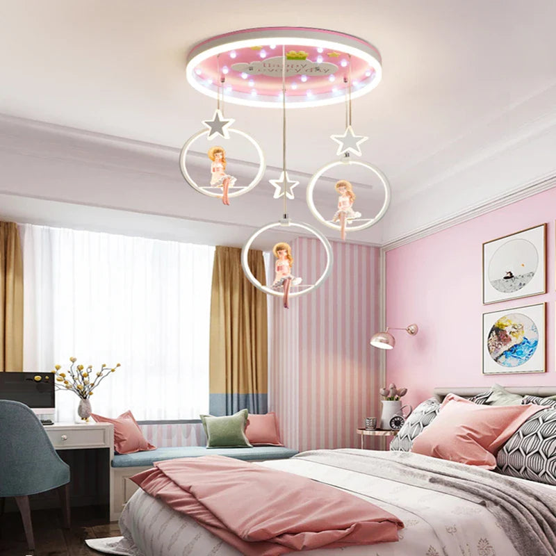 Afralia™ Cartoon Princess Chandelier: Modern Kids Room Decor