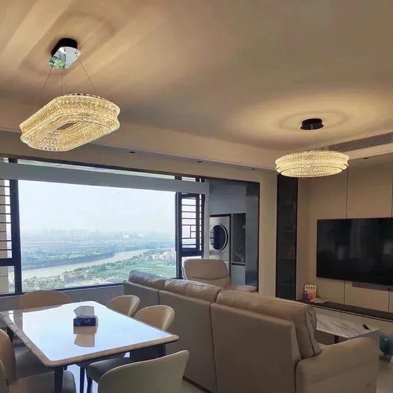 Afralia™ Crystal Chandeliers LED Lighting for Home Living Dining Room Decor