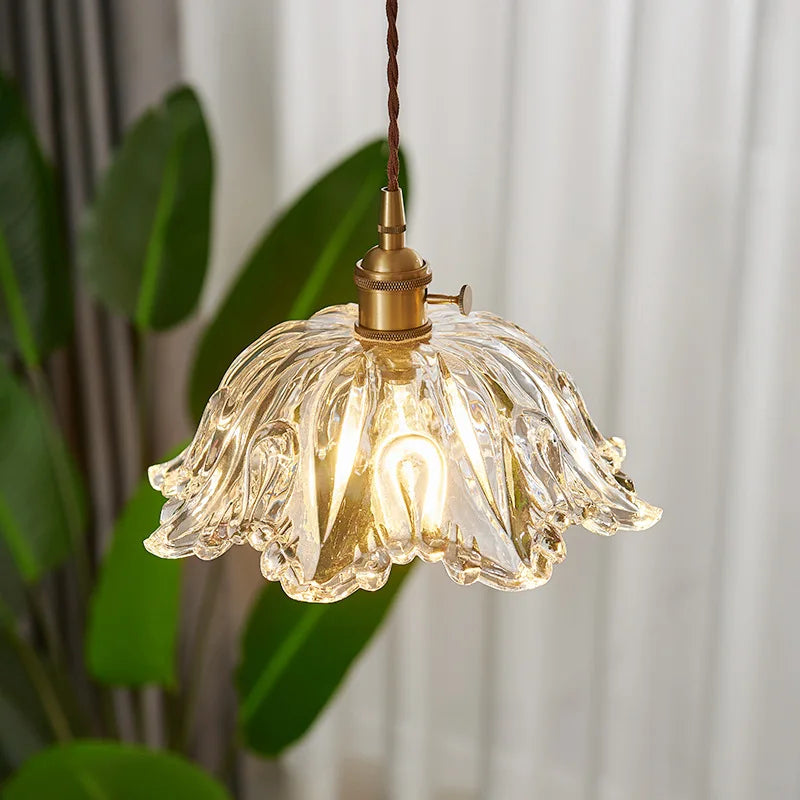 Afralia™ Copper Glass LED Pendant Lamp with Knob Switch - Modern Hanging Light Fixtures