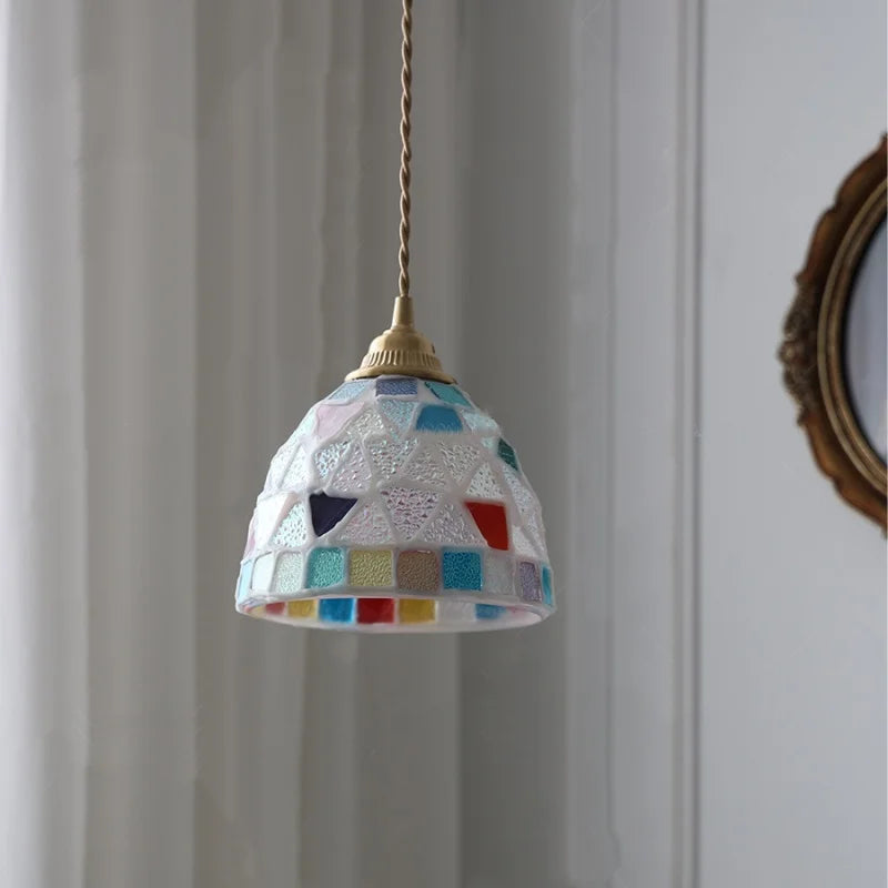 Afralia™ Conch Glass LED Pendant Light Fixture Tiffany Children Dining Room Hang Lamp