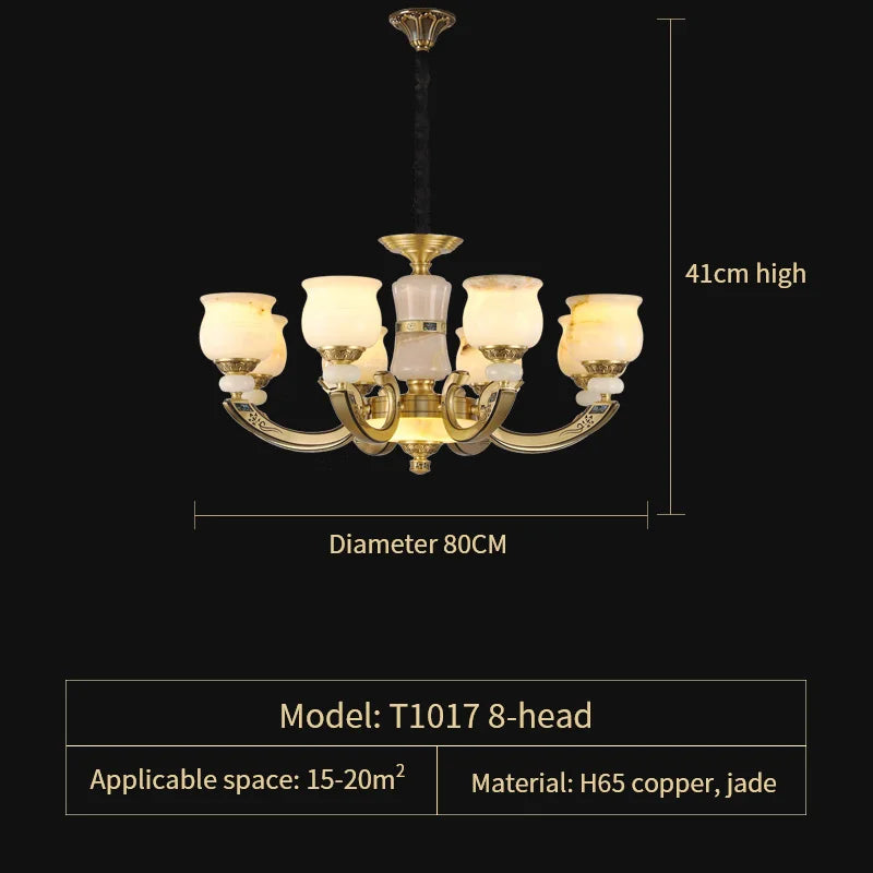 Afralia™ Copper Jade Pendant Lamp: Modern Chinese Style Dining Room Decor for Villas