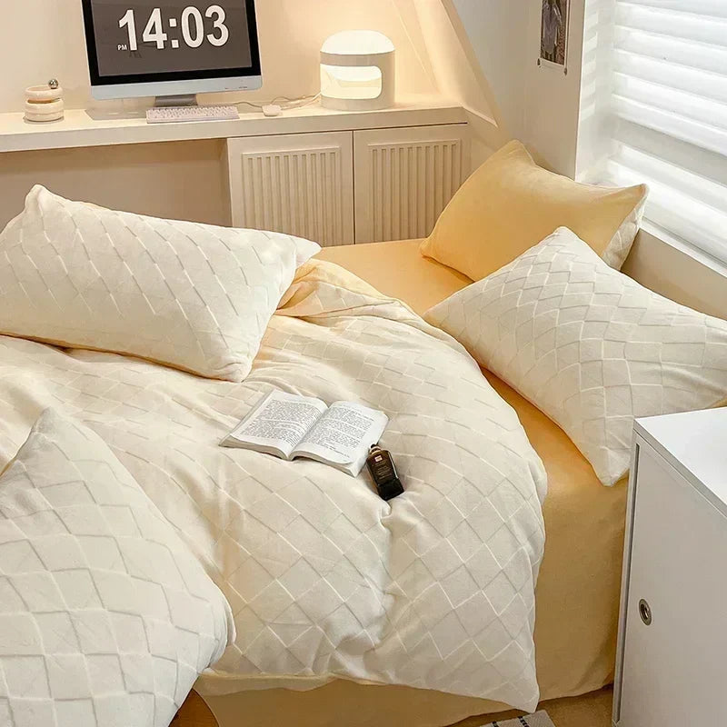 Afralia™ Cozy Milk Fleece Winter Bedding Set - High Density & Skin Friendly