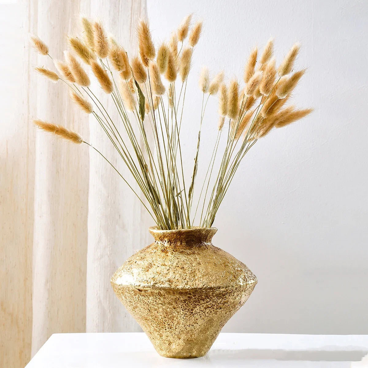 Afralia™ Golden Vase Resin Handicraft Flower Arrangement Home Decor Bouquet Accent